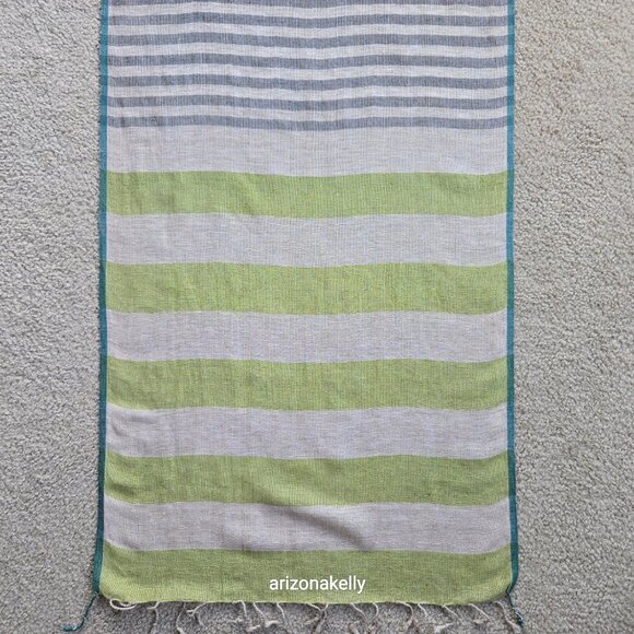 NWOT Linen Gudrun Sjödén Scarf Green Grey Sweden Scandinavian - Picture 5 of 15
